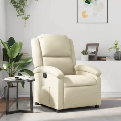 vidaXL Fauteuil verstelbaar kunstleer crèmekleurig