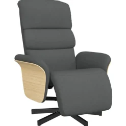 vidaXL Fauteuil verstelbaar met voetensteun stof donkergrijs