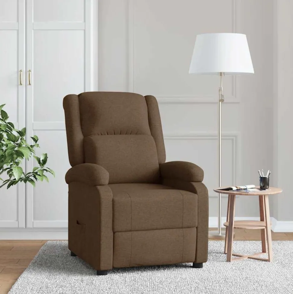 vidaXL Fauteuil verstelbaar stof bruin