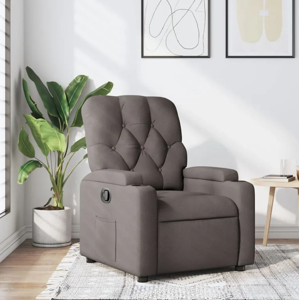 vidaXL Fauteuil verstelbaar stof taupe