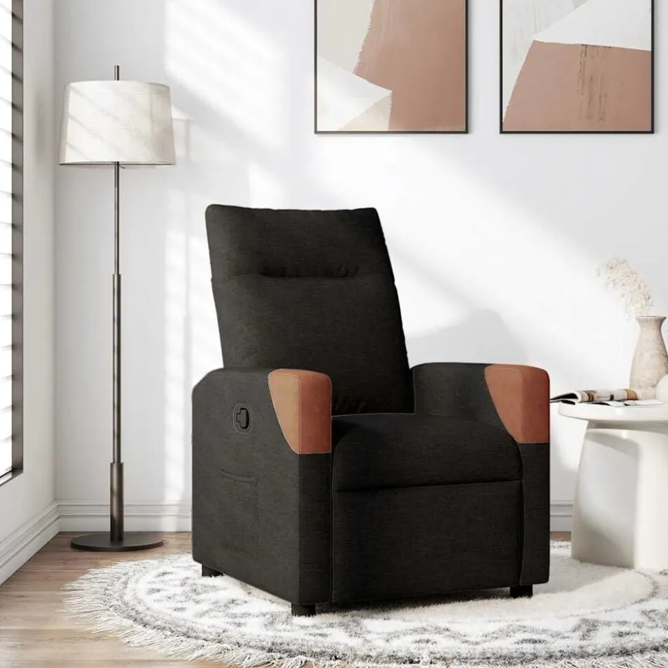 vidaXL Fauteuil verstelbaar stof zwart