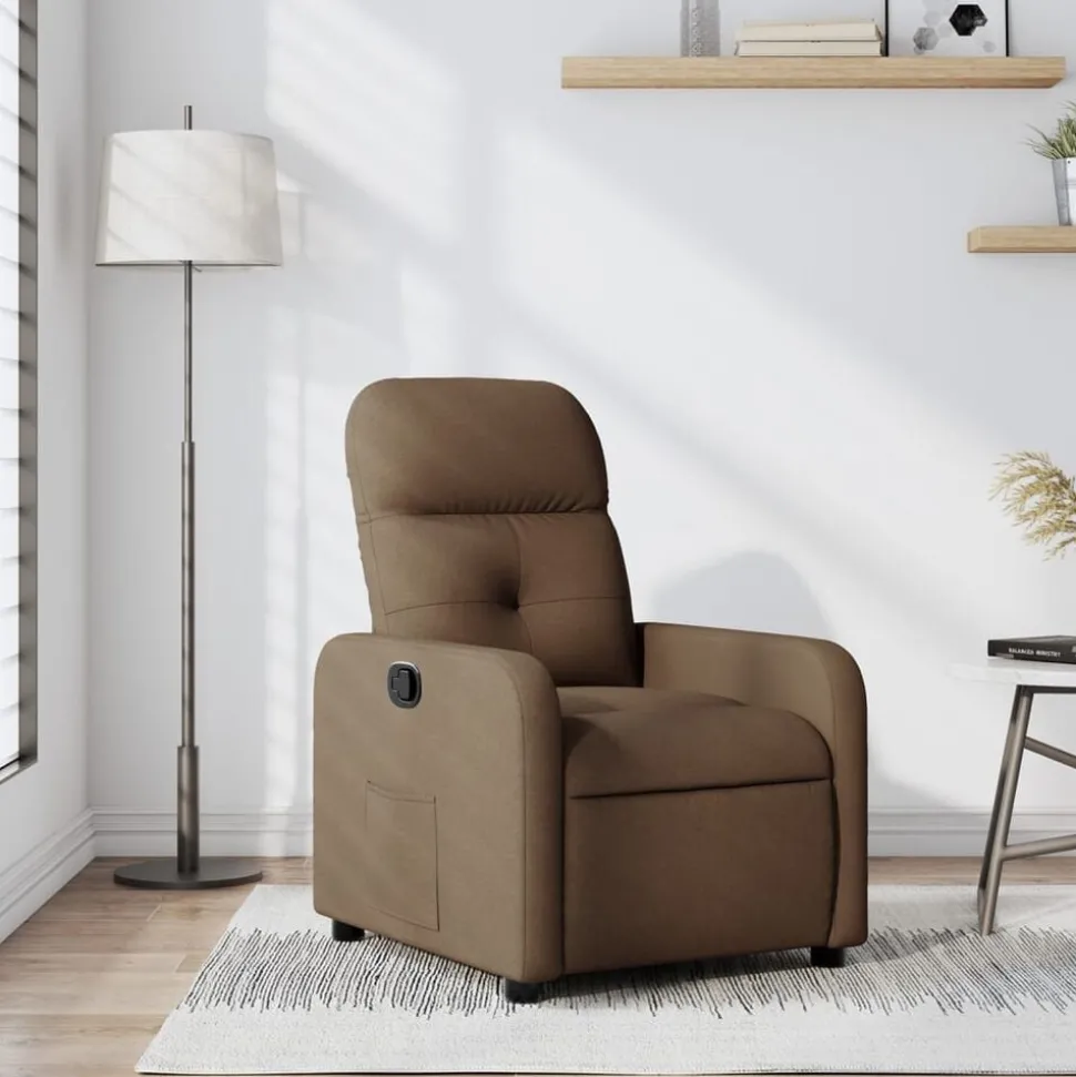 vidaXL Fauteuil verstelbaar stof bruin