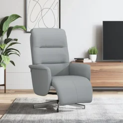 vidaXL Fauteuil verstelbaar met voetensteun stof lichtgrijs