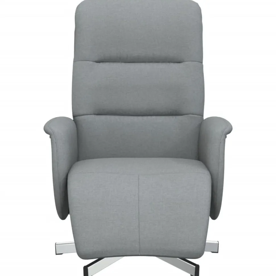 vidaXL Fauteuil verstelbaar met voetensteun stof lichtgrijs