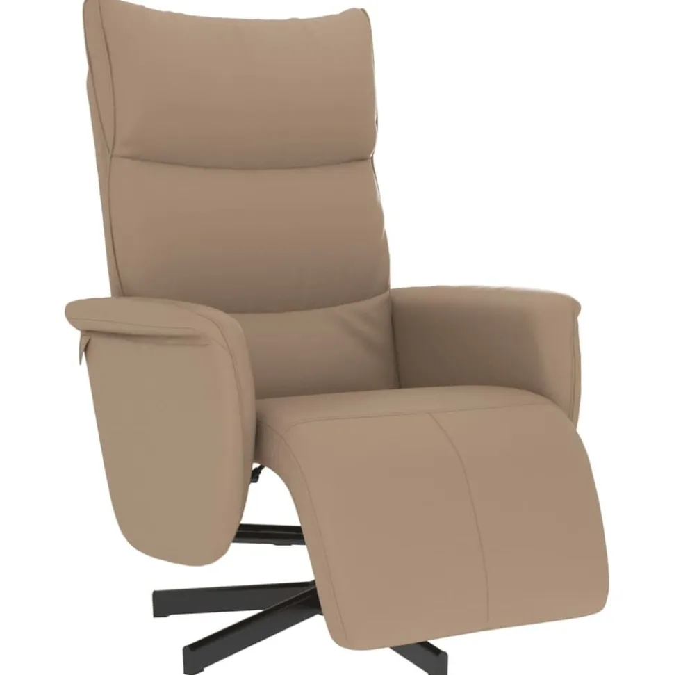 vidaXL Fauteuil verstelbaar met voetensteun kunstleer cappuccinokleur