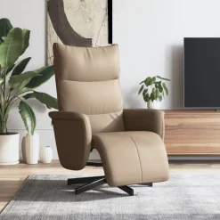 vidaXL Fauteuil verstelbaar met voetensteun kunstleer cappuccinokleur
