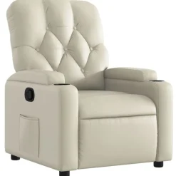 vidaXL Fauteuil verstelbaar kunstleer crèmekleurig