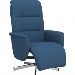 vidaXL Fauteuil verstelbaar met voetensteun stof blauw