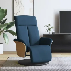vidaXL Fauteuil verstelbaar met voetensteun stof blauw