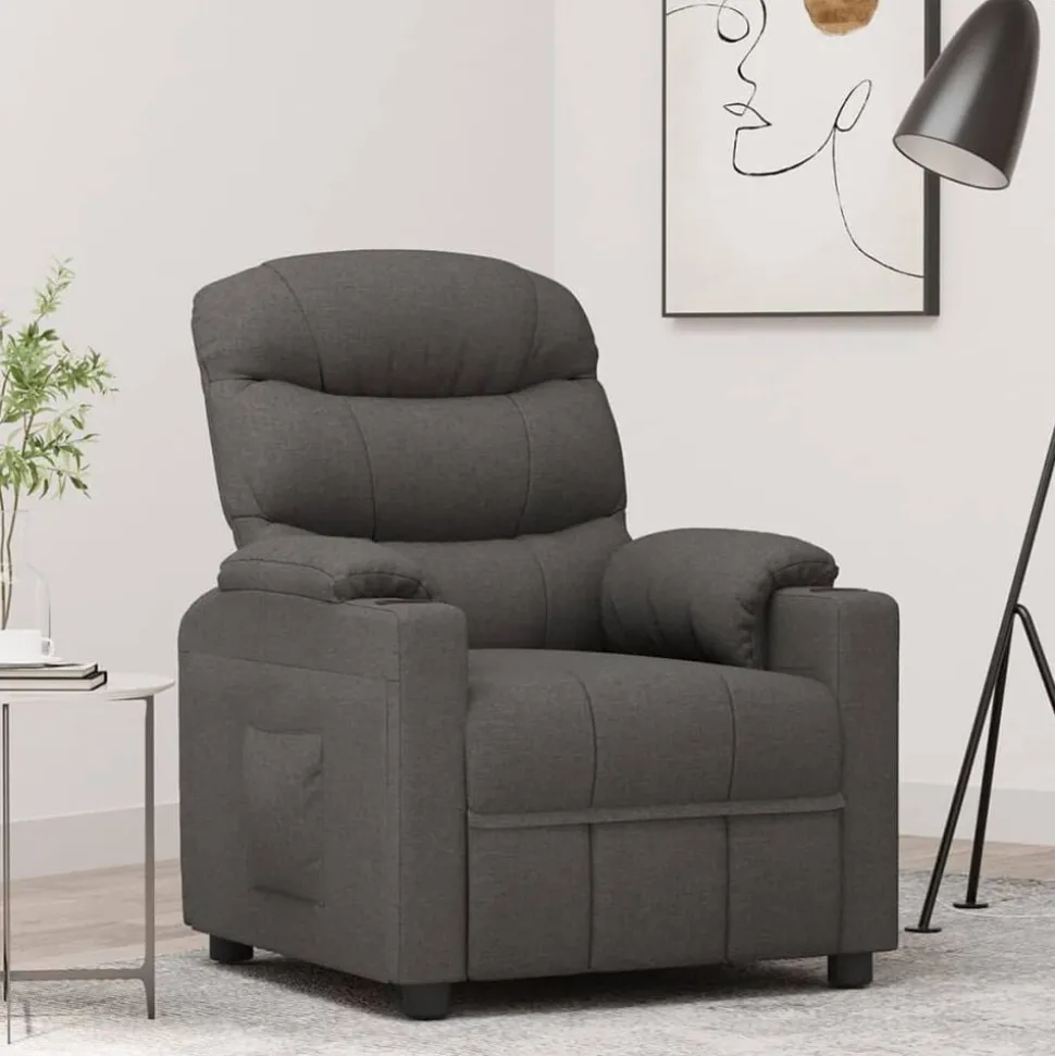 vidaXL Fauteuil verstelbaar stof donkergrijs
