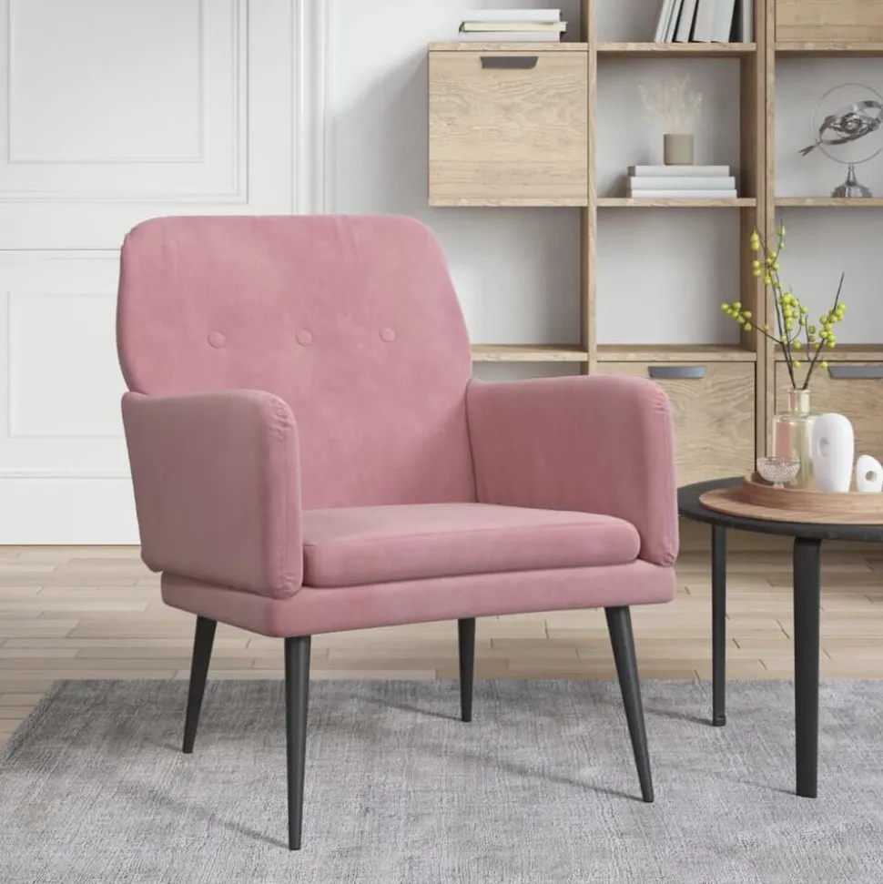 vidaXL Fauteuil 62x79x79 cm fluweel roze