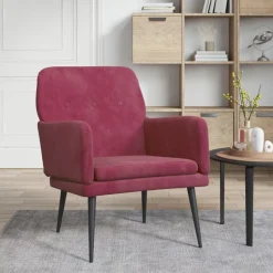 vidaXL Fauteuil 62x79x79 cm fluweel wijnrood