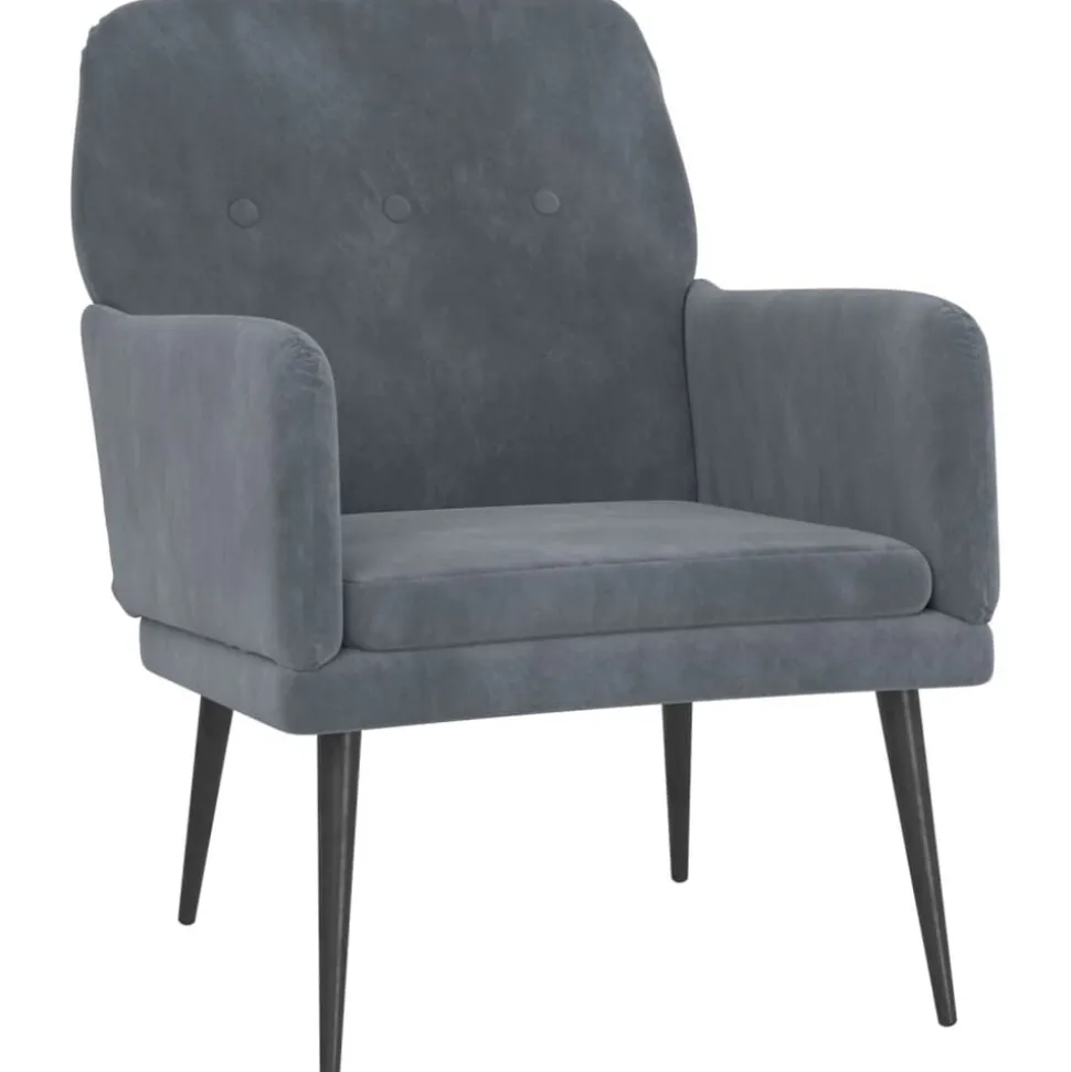 vidaXL Fauteuil 62x79x79 cm fluweel donkergrijs