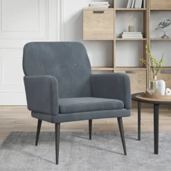 vidaXL Fauteuil 62x79x79 cm fluweel donkergrijs