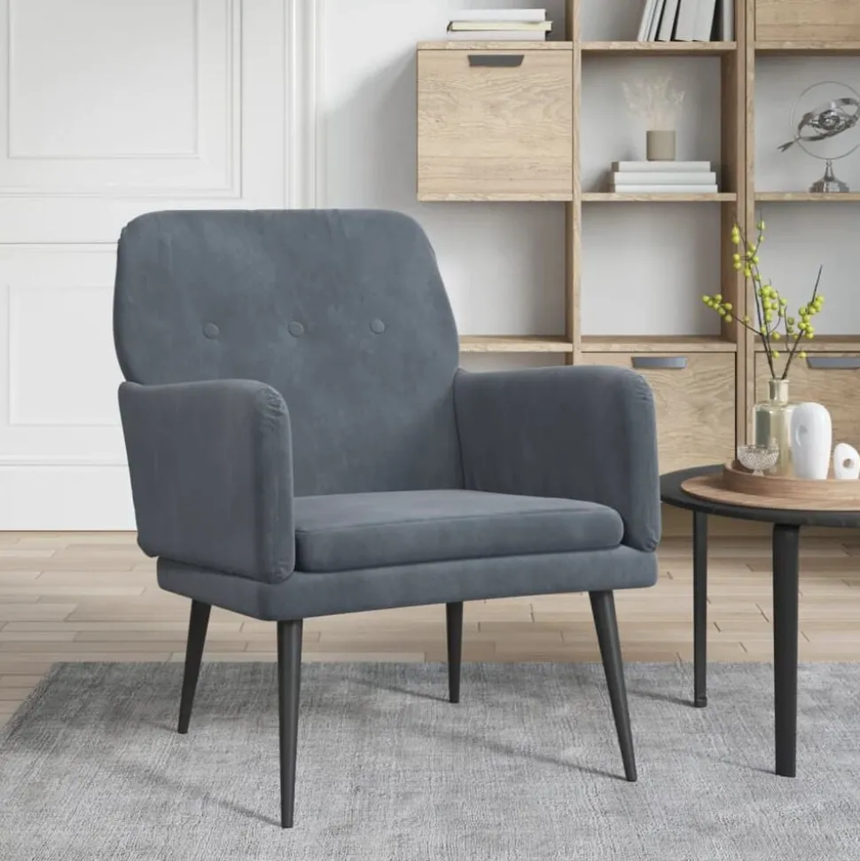 vidaXL Fauteuil 62x79x79 cm fluweel donkergrijs
