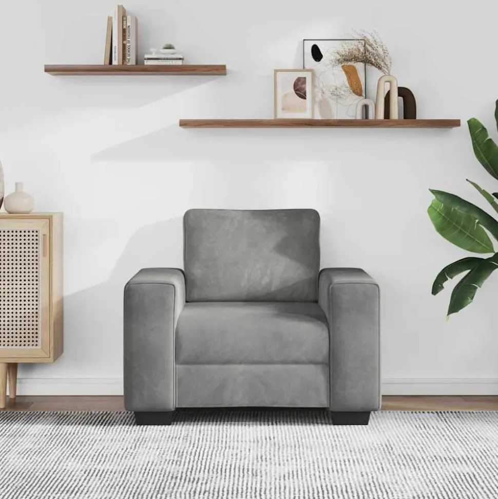 vidaXL Fauteuil 100x77x82 cm fluweel lichtgrijs