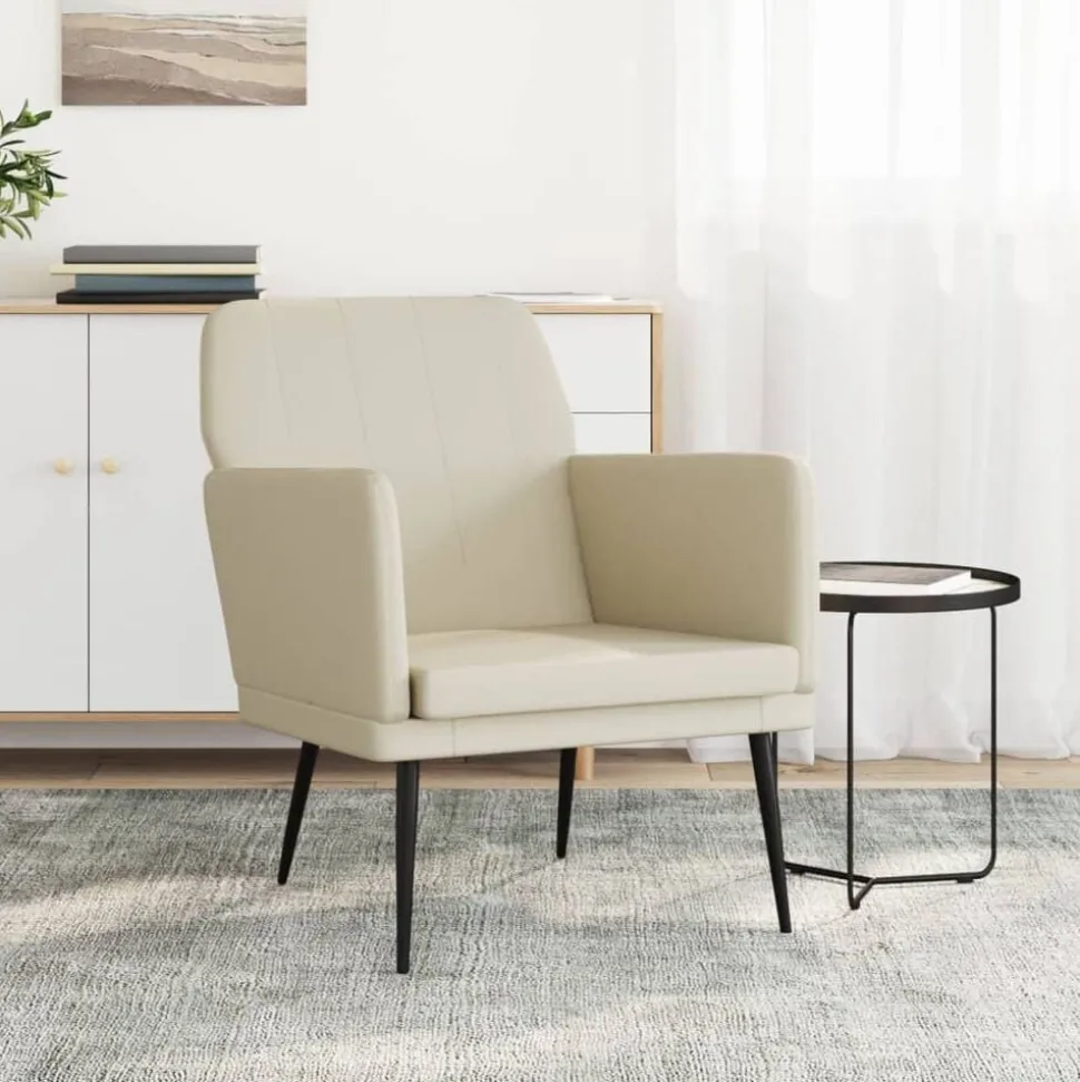 vidaXL Fauteuil 61x78x80 cm kunstleer crèmekleurig
