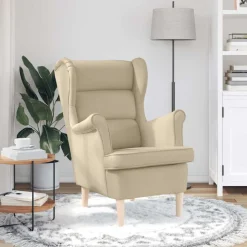 vidaXL Fauteuil 74x84x100 cm stof crèmekleurig