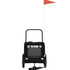 vidaXL Fietskar voor huisdieren met opslag Zwart 124,5 x 63,5 x 53 cm