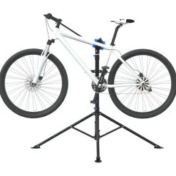 vidaXL Fietsreparatiestandaard inklapbaar 108-188 cm blauw staal