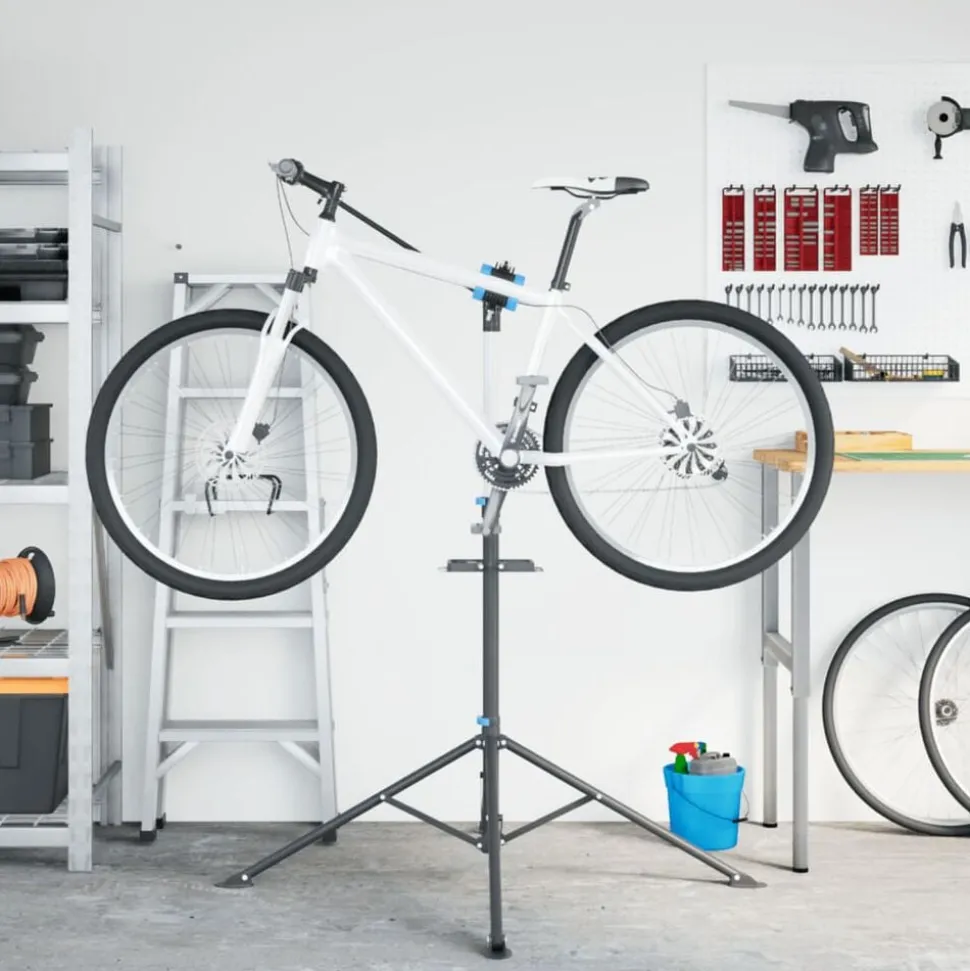 vidaXL Fietsreparatiestandaard inklapbaar 108-188 cm blauw staal