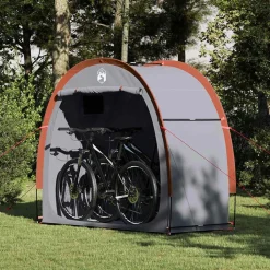 vidaXL Fietstent met dak met opslag Grijs en Oranje 210 x 90 x 174 cm