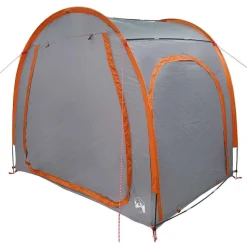 vidaXL Fietstent met dak met opslag Grijs en Oranje 218 x 156 x 180 cm