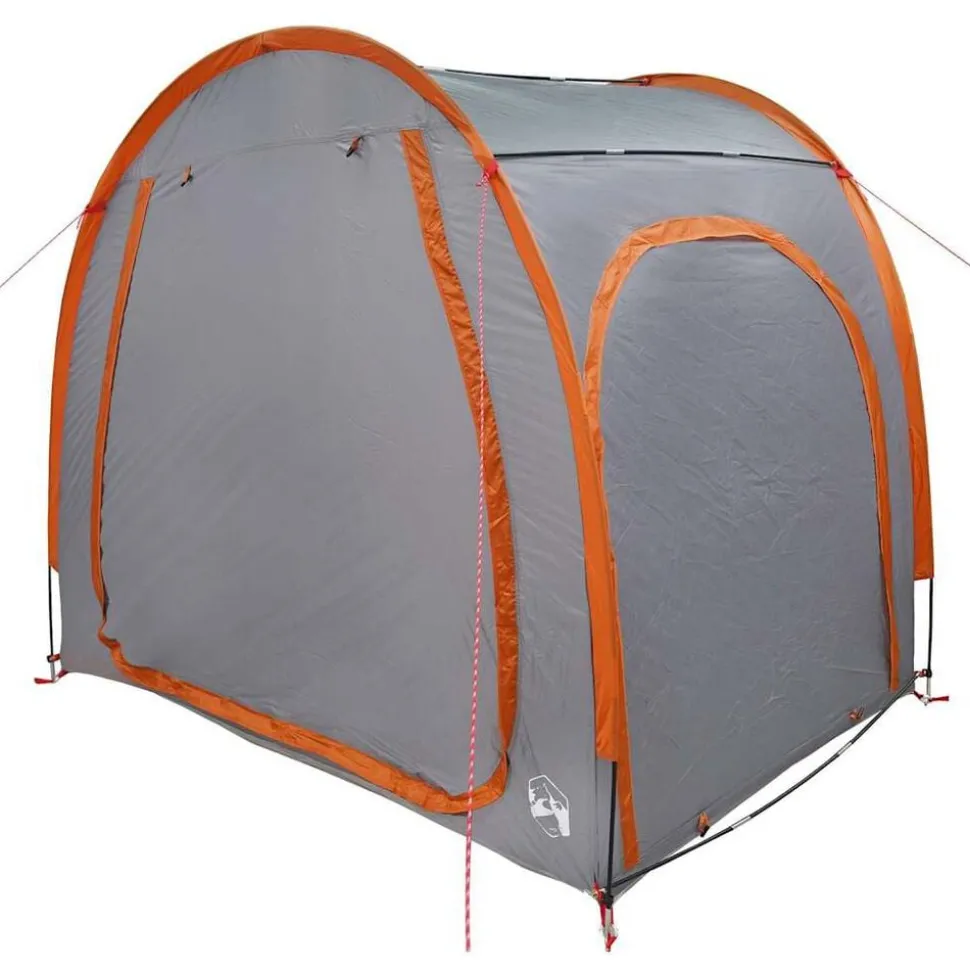 vidaXL Fietstent met dak met opslag Grijs en Oranje 218 x 156 x 180 cm