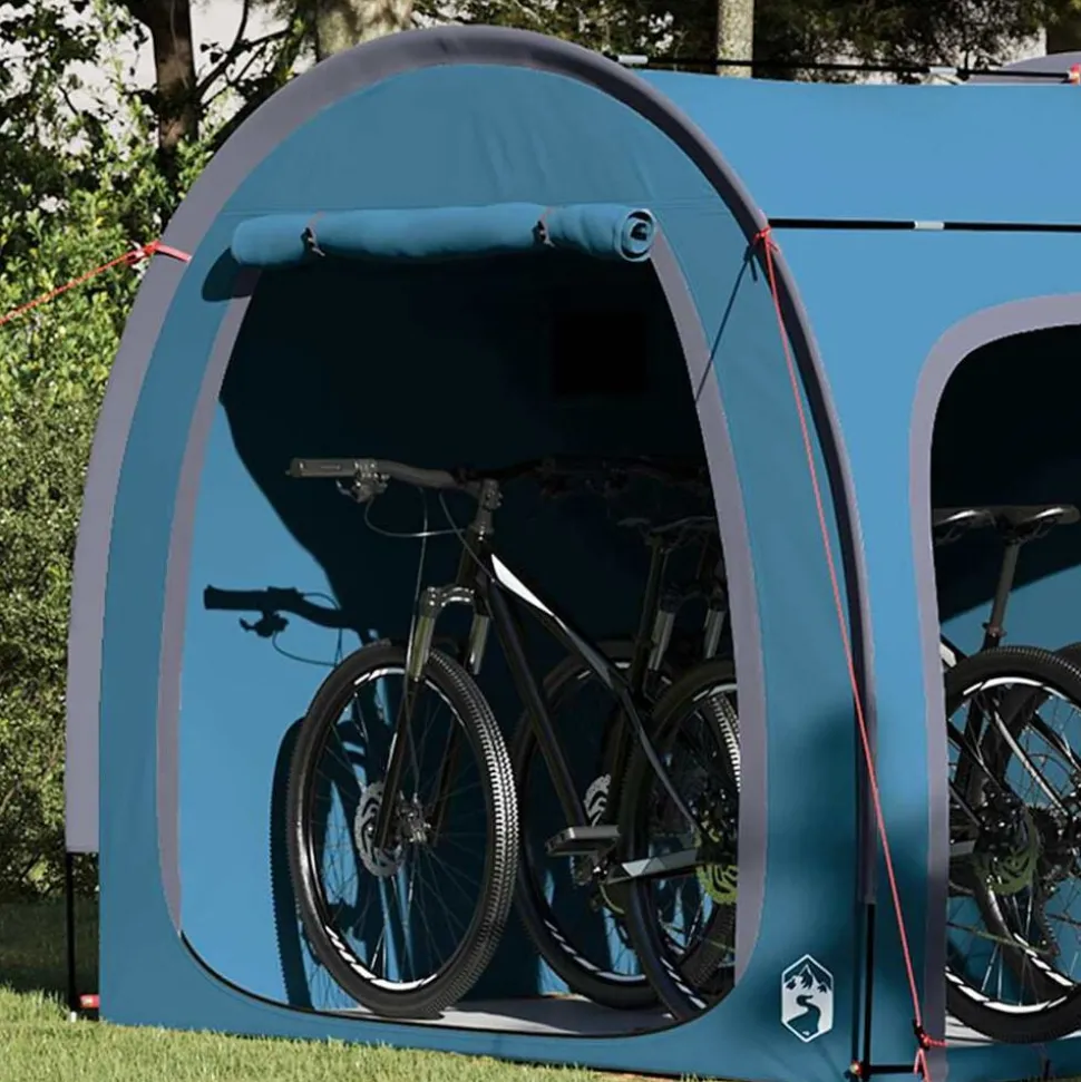 vidaXL Fietstent met dak met opslag Blauw 218 x 156 x 180 cm