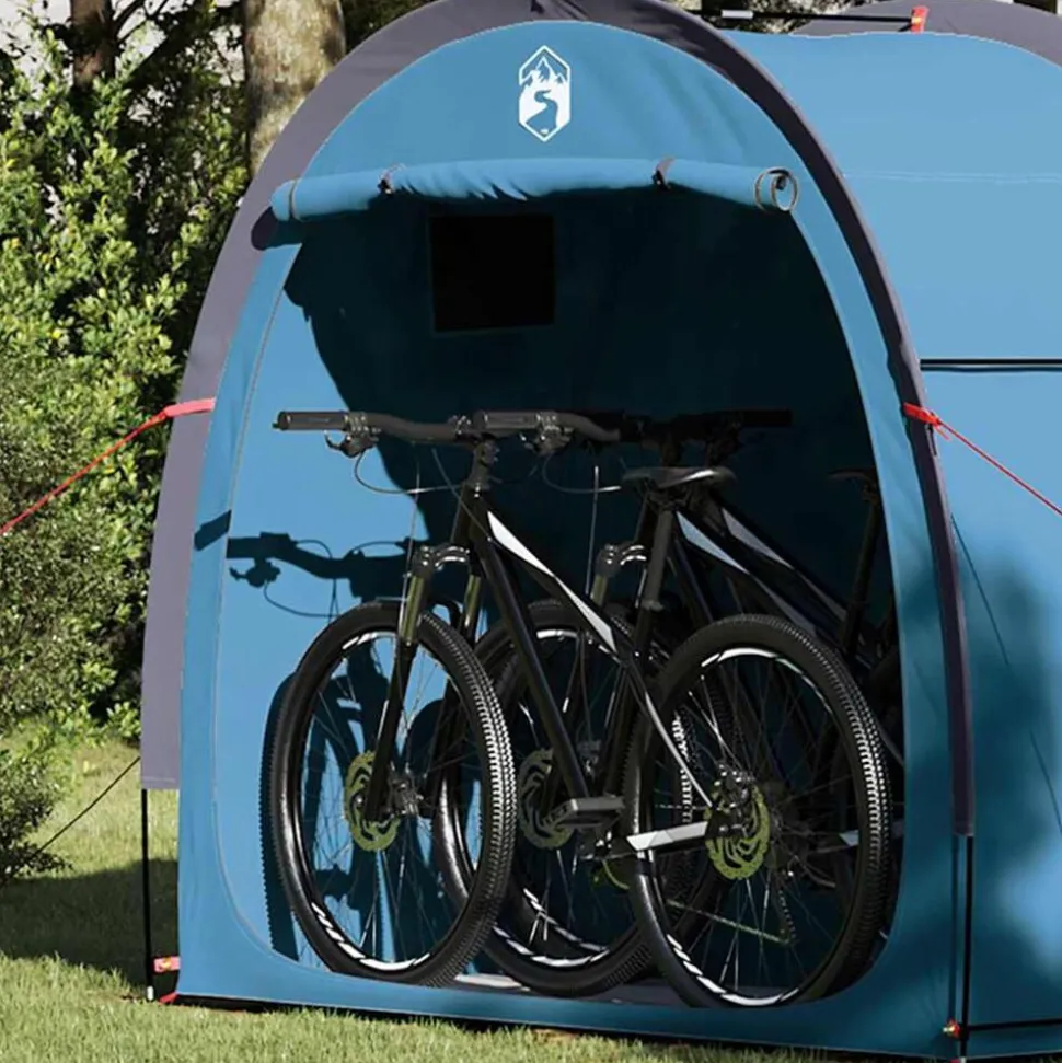 vidaXL Fietstent met dak met opslag Blauw 210 x 90 x 174 cm