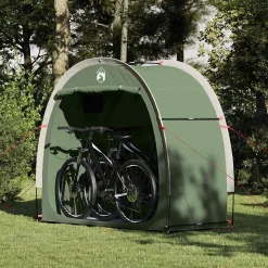 vidaXL Fietstent met dak met opslag Groen 210 x 90 x 174 cm