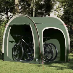 vidaXL Fietstent met dak met opslag Groen 218 x 156 x 180 cm