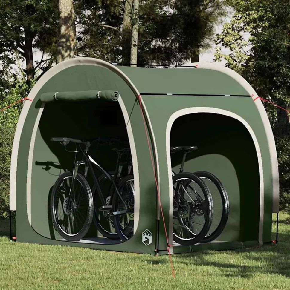 vidaXL Fietstent met dak met opslag Groen 218 x 156 x 180 cm