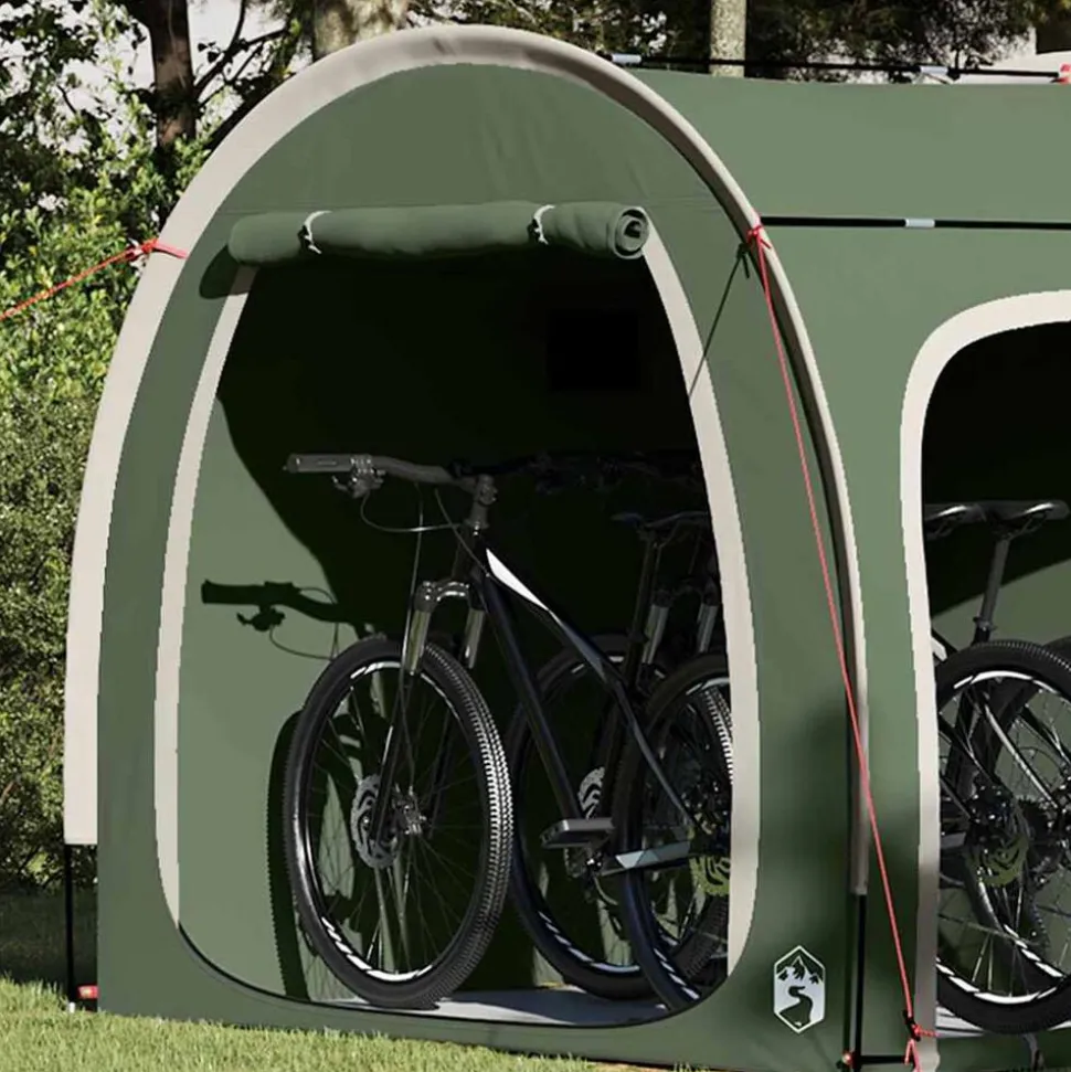 vidaXL Fietstent met dak met opslag Groen 218 x 156 x 180 cm