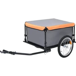 vidaXL Fietstrailer 65 kg grijs en oranje