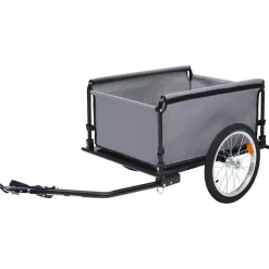 vidaXL Fietstrailer 65 kg grijs en oranje