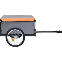 vidaXL Fietstrailer 65 kg grijs en oranje