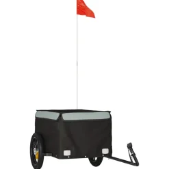 vidaXL Fietstrailer 30 kg ijzer zwart en grijs