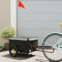 vidaXL Fietstrailer 30 kg ijzer zwart en grijs