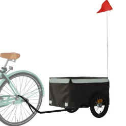 vidaXL Fietstrailer 30 kg ijzer zwart en grijs