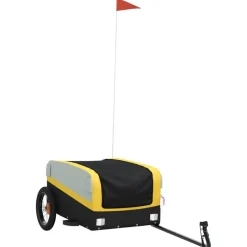 vidaXL Fietstrailer 30 kg ijzer zwart en geel