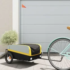 vidaXL Fietstrailer 30 kg ijzer zwart en geel
