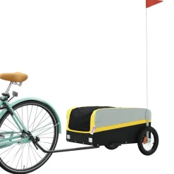 vidaXL Fietstrailer 30 kg ijzer zwart en geel