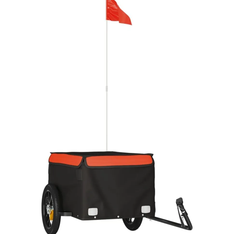 vidaXL Fietstrailer 30 kg ijzer zwart en oranje