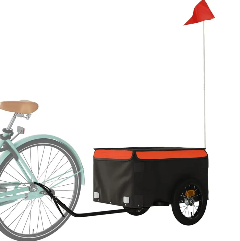 vidaXL Fietstrailer 30 kg ijzer zwart en oranje