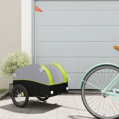 vidaXL Fietstrailer 30 kg ijzer zwart en groen