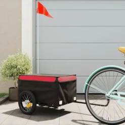 vidaXL Fietstrailer 30 kg ijzer zwart en rood