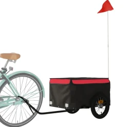 vidaXL Fietstrailer 30 kg ijzer zwart en rood
