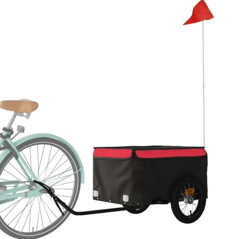 vidaXL Fietstrailer 30 kg ijzer zwart en rood