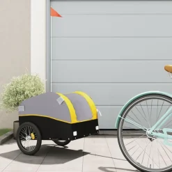 vidaXL Fietstrailer 30 kg ijzer zwart en geel